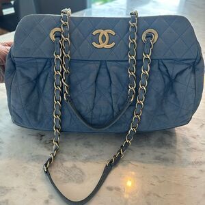 Chanel Quilted Shoulder Bag with Champagne Gold Accents